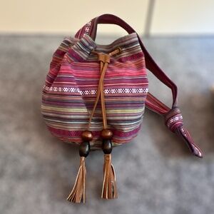 !!!FINAL DROP!!! Brash Multi Fabric Bucket/Hobo Bag with Faux Leather Tassels